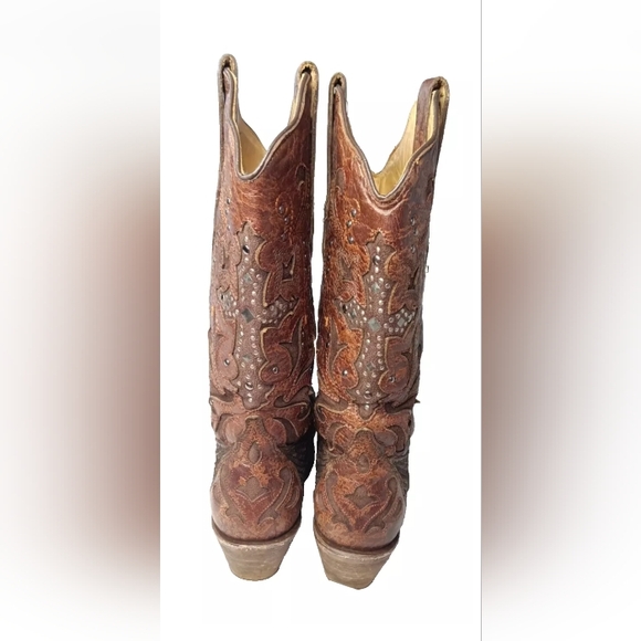 CORRAL Python Crystal Cross Pointed Toe Cowgirl Boots C1104 Women's Size 7.5    - Picture 7 of 15